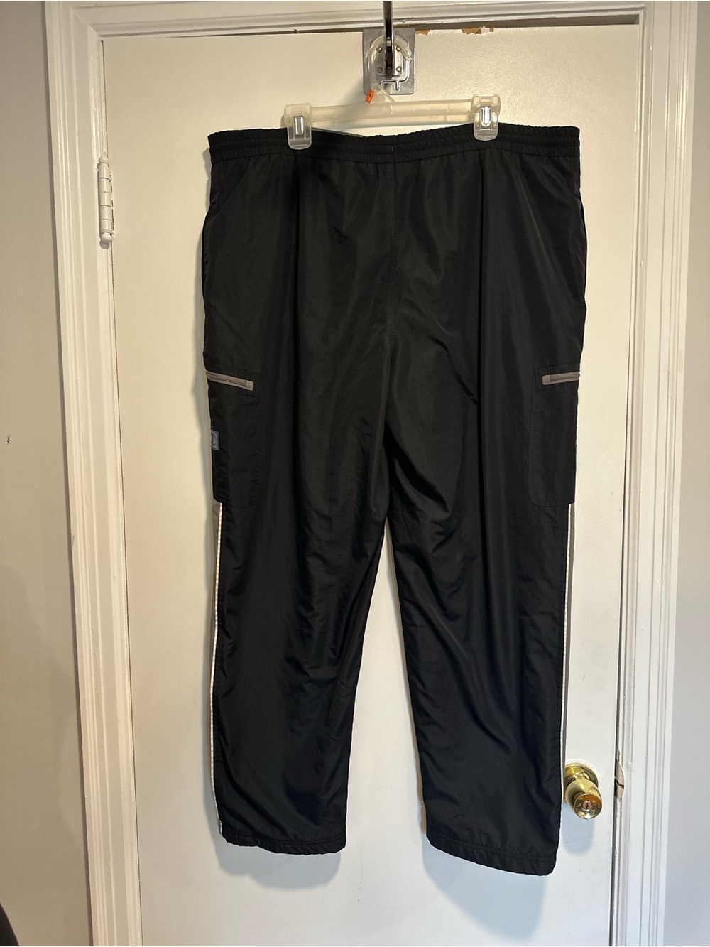 VTG Y2K Champion Black C2H4 Sz:L Splicing 3M Lined Seaplane Wide Leg Track Pants - Picture 3 of 14